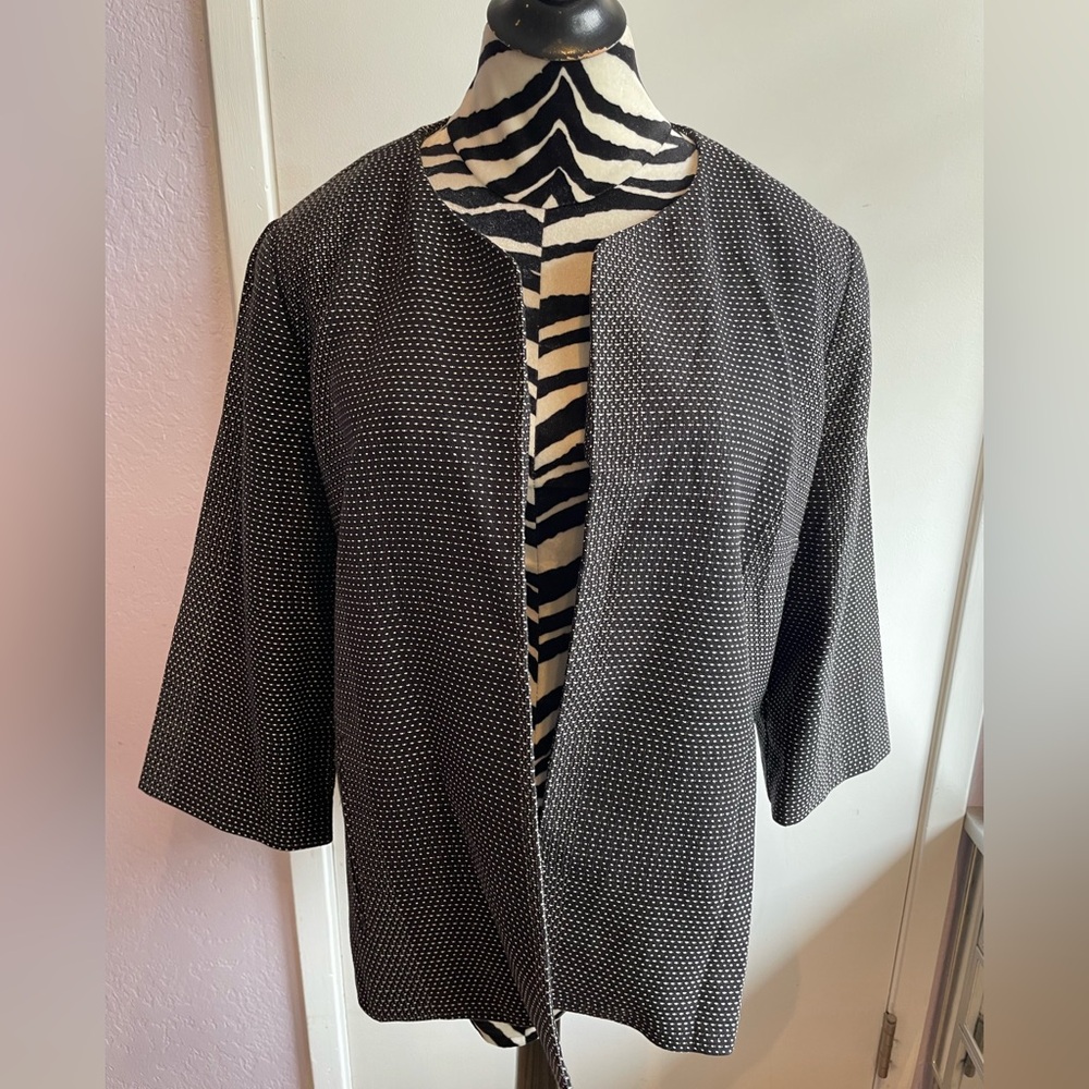 Eileen Fisher Organic cotton Kurume Dash Round Neck Jacket